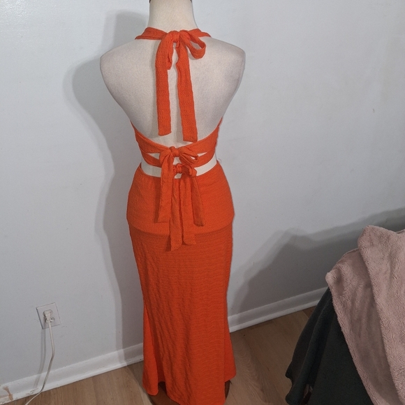 SHEIN Vibrant Orange Maxi Dress- W Sz Med 6 - Picture 6 of 9